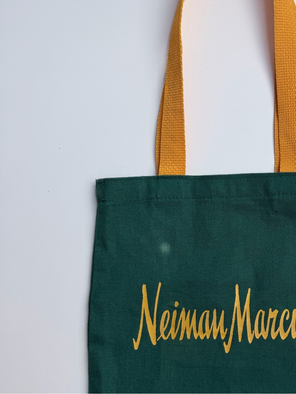 Neiman Marcus Department Store Branded Logo Small Tote Bag Green and Yellow - Picture 13 of 13
